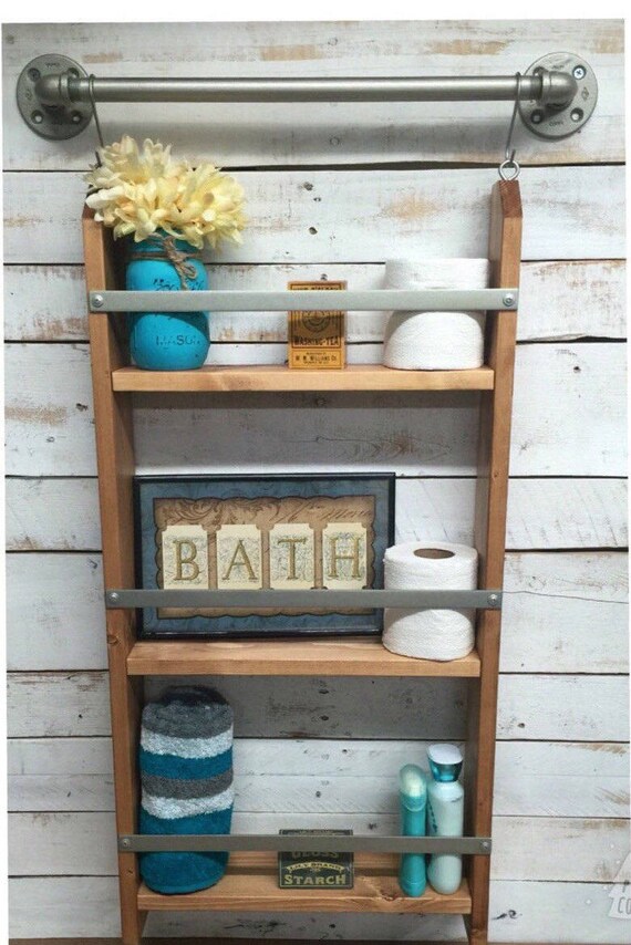 Leiter-Regal rustikale Bad Regal Leiter Lagerung Leiter