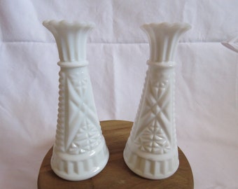Vintage Milk Glass Bud Vases (Set of 2)