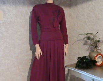 Set skirt-sweater bolero rolled cotton - vintage set - year 1980