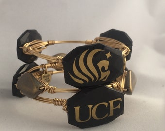UCF Knights Wire Wrapped Bangle Bracelet Set Of 3 University of Central Florida Knight Game Day Bangle Bracelets