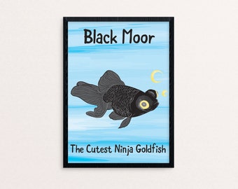 Black Moor Goldfish 8.5x11" Art Print