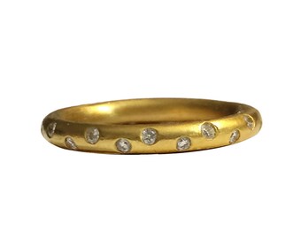 22k Gold Diamond Ring - Diamond Band - Stacking Ring- Wedding Band