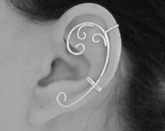 Silver Ear Cuff, Fancy Earcuff, Ear Wrap, 925 Earcuff, Scrolls