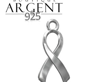 Pendant finish - 17.1 mm 925 Sterling Silver Ribbon charm