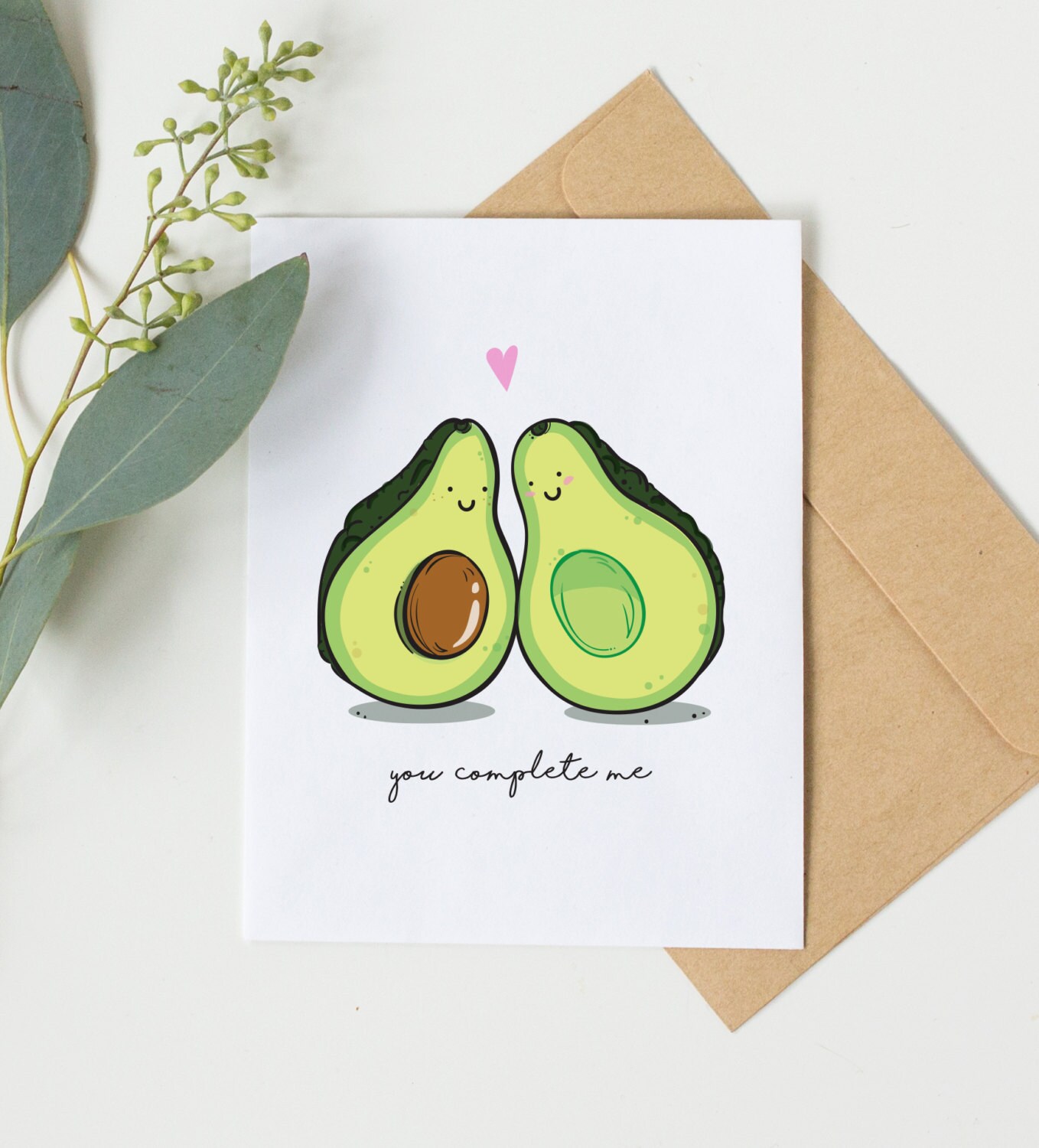 you complete me funny boyfriend birthday card cute avocado name someone you would send a christmas card to