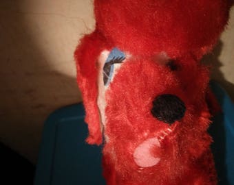 1960s Vintage Red Plush Poodle