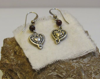 heart shaped 925 silver earrings