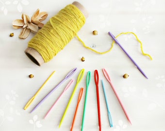 Large Plastic Needles - 9cm & 7cm - Large Eye Yarn Needles - Needles for Kids - Colorful Plastic Needles - Yarn Needles - Large Eye Needles
