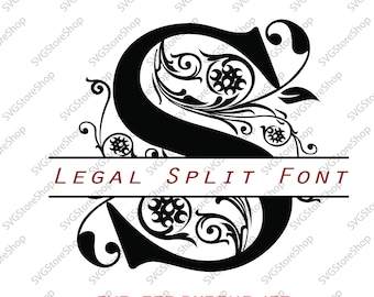Regal split monogram font svg alphabet letters dxf png file format, split letters, cricut design space, silhouette, digital file download