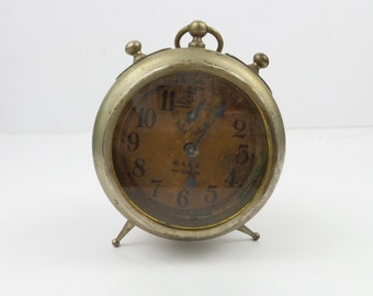 Antique GALE WATERBURY Wind Up Alarm Clock USA