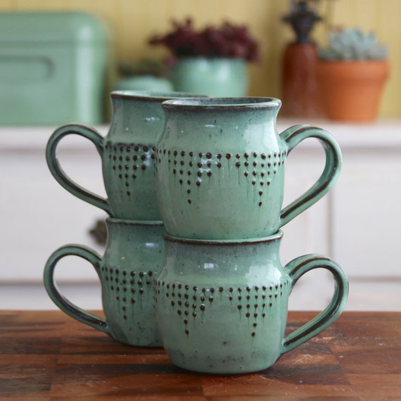 Items similar to Ceramic Coffee Cup Mug - Set of 4 ...
