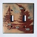 Copper Enamel Switchplate with Fish and Sea Plants / Double Toggle Lightswitch Cover
