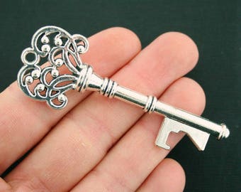 Key Charm Antique Silver Tone 2 Sided Large Size - SC5829