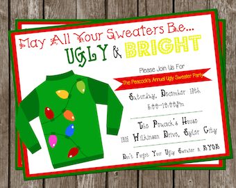 Ugly Sweater Christmas Party DIY/PRINTABLE 5x7 Invitation