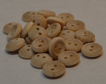 1/2" Wood Buttons - Set of 25 - 1/2 Inch - Unfinished Wood - Wooden Button - DIY - Clothes Button