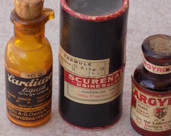 Antique pharmaceutical apothecary box tin empty glass small size paper box