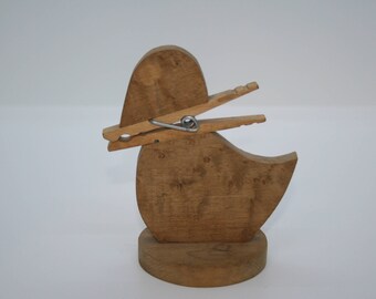 Vintage Wood Duck clothespin recipe/note holder