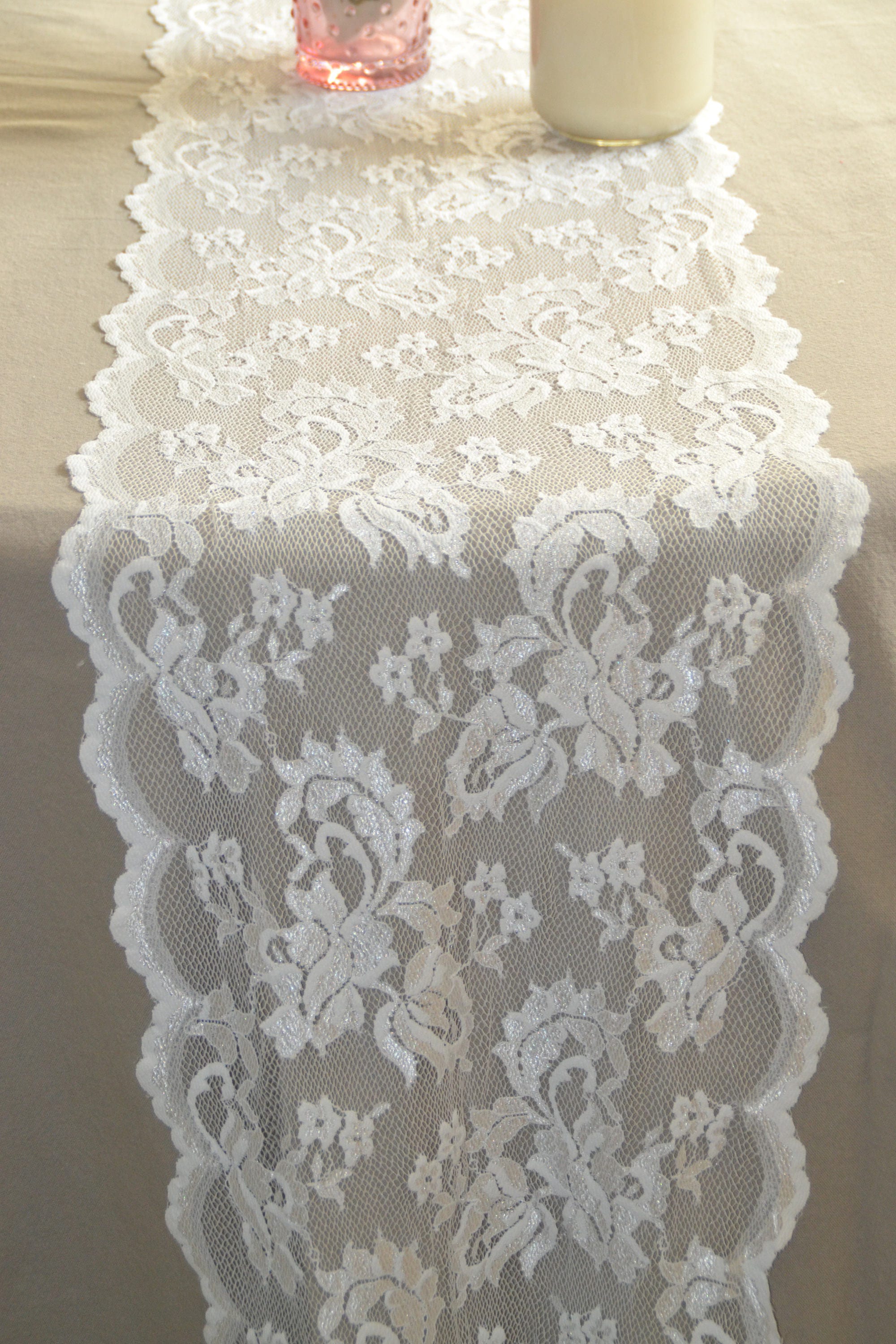 White Lace Table runner 1314 Wide 3Ft 20 Ft lenght