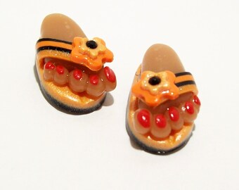 Flip Flops - Handmade Polymer Clay BEADS with Feet