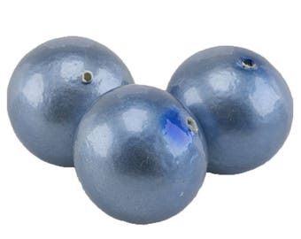 18mm Papermached bead in niagara blue metallic 1Pcs (PmA010_18mm_G343)