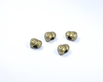 PE183 - Lot de 4 perles poupée russe en métal couleur bronze