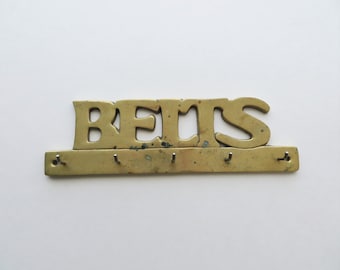 Vintage Brass Belts Wall Hook, Belt Organizer, Closet Organization, Wall Mount Belt Hanger, Mancave Gift