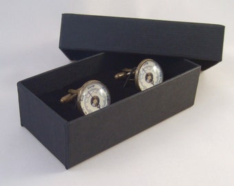 Cuff Links Antique Brass Round Barometer