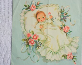 Vintage Baby Shower Paper - Baby Gift wrapping paper - vintage babywrapping paper, vintage baby wrap