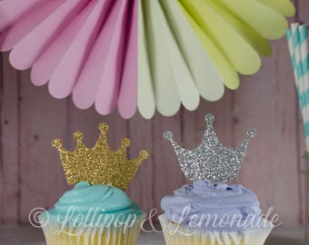Tiara princess cupcake toppers, qty 12, 1 dozen