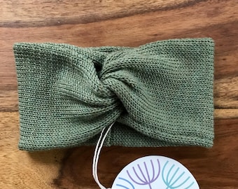 Handmade Headband Soft Merino Wool olive