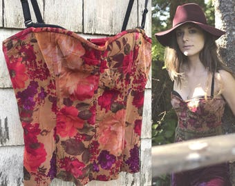 90s Floral Corset Vintage Bustier 1990s Lingerie