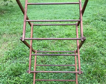 Antique Wood Clothes Rack, Drying rack, Primitive Original Pegs, Circa 1910, Oak wood clothes rack