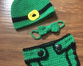 Crocheted St Patrick's Day Set w/ diaper cover