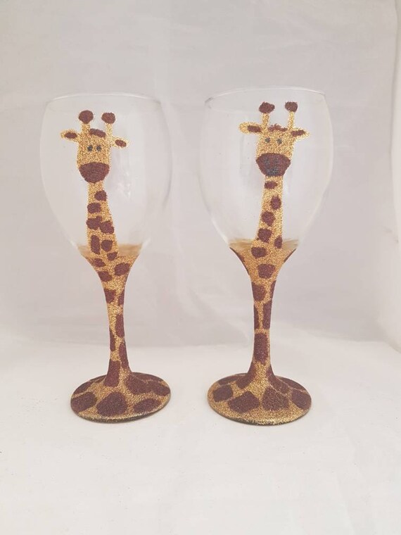 Giraffe Glitter Wine Glass Giraffe Glitter Wine Glass