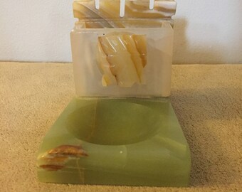 Vintage Natural Stone Cigarette Holder & Ashtray