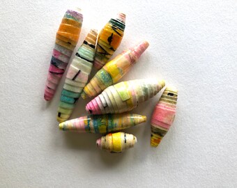 Pastel Paper Beads Set of 8