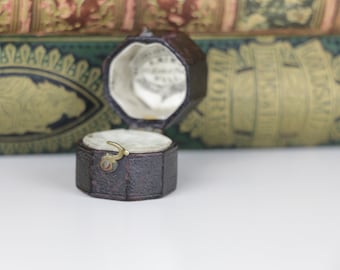 Antique Ring Box Octagonal Burgundy Engagement or Wedding Ring Box