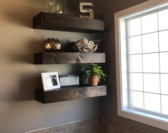 wood floating shelf, floating shelves, rustic shelf, bathroom shelf, wall shelves, wooden shelves, farmhouse decor, wall shelf