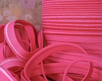 5yds Elastic Piping Pink Lip Cord 1/2 inch Hot Pink Elastic by the 5 yard Bias Tape, Lingerie Elastic, Bra making, Doll Trim ppl