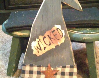 Handmade wooden primitive witch hat