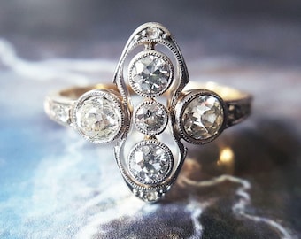 Antique Engagement Ring | Diamond Engagement Ring | Vintage Engagement Ring 1920s Art Deco .91 CTW Diamond Ring in Platinum & 14K Gold Sz 8