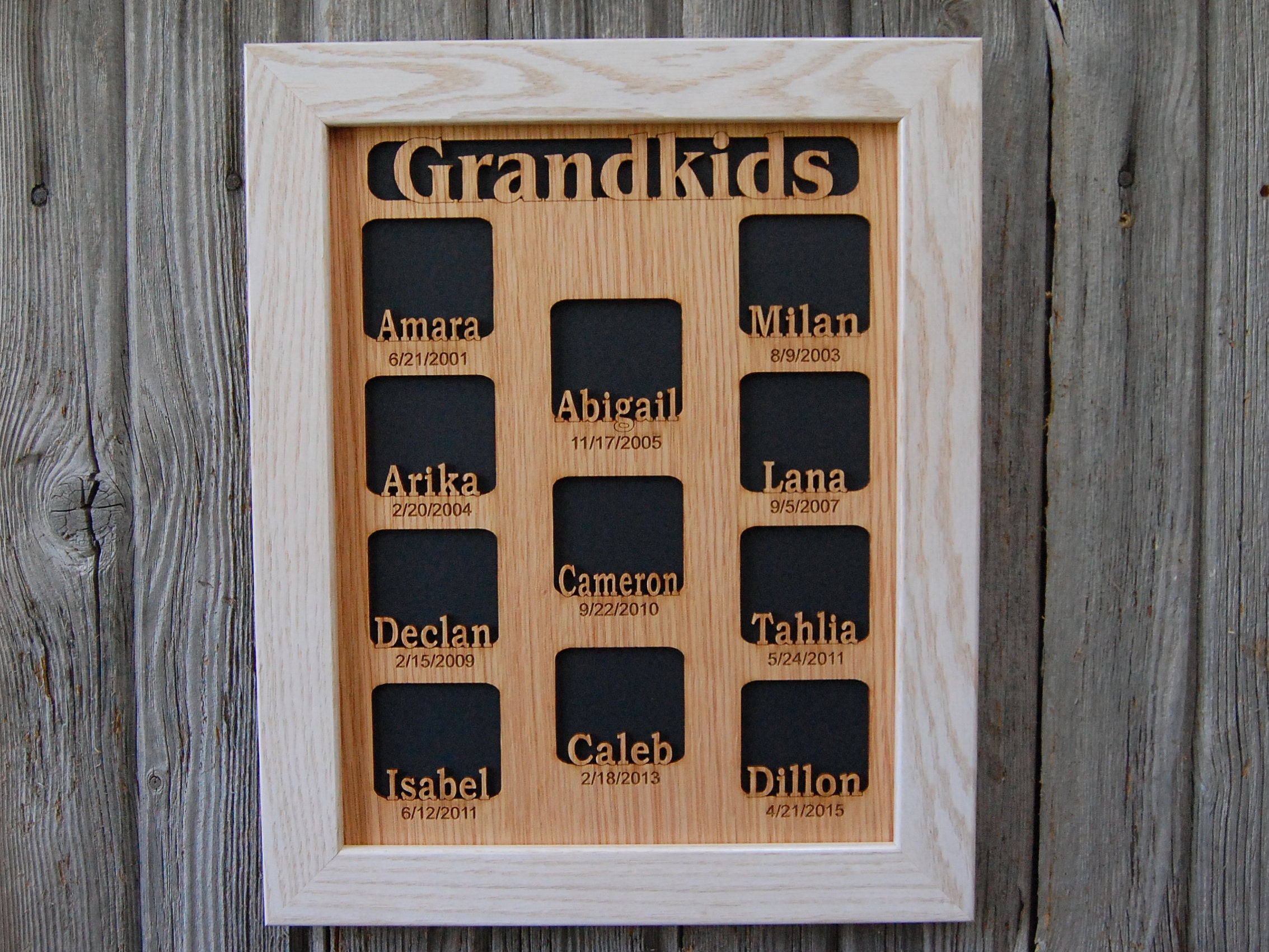 11x14 Grandkids Name Picture Frame with Dates Personalized