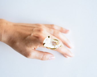 Clear Quartz Claw Ring