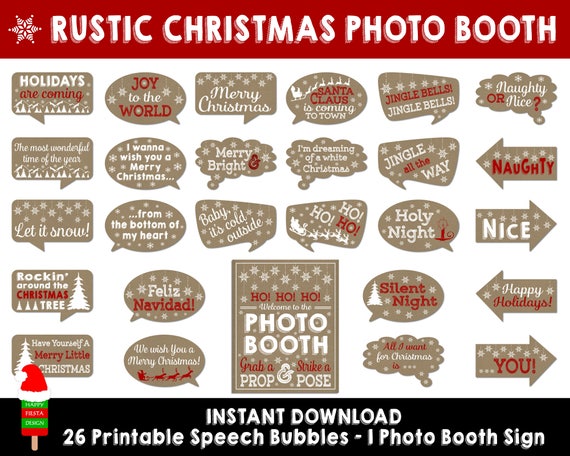 Items similar to PRINTABLE Christmas Photo Booth Props–Christmas Props ...