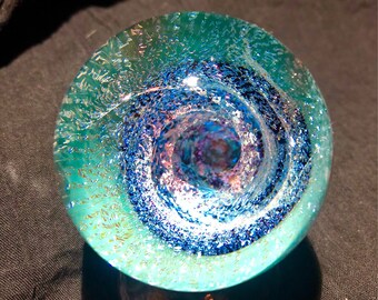 Dichroic Sparkly Vortex Blown Glass Marble