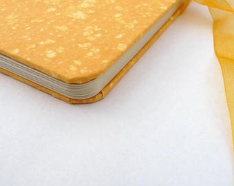 Marmalade, notebook, journal, A5, handmade paper, recycled, organza, coptic