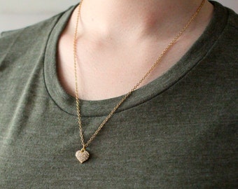 Heart Necklace - Gold Heart Necklace - Valentine's Day Gift - Gift for Girlfriend - Gift for Wife - Valentine's Day