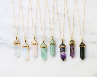 Green Fluorite Necklace / Crystal Point Necklace / Green Fluorite Crystal Necklace / Healing Crystal Necklace / Boho Necklace / Gift For Her