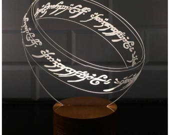 Lord of The Rings Lamp, 3D Lord of The Rings Lamp, Ring Lamp, Gift for Geeks, Gift for Him, Gift for Her, Christmas Gift, 3D LED Desk Lamp