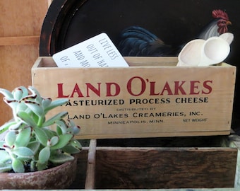 Wood Cheese Box, Land O' Lakes Replica Cheese Box 1996, Vintage Advertising Box, Wood Crate, Planter Box, Kitchen Decor